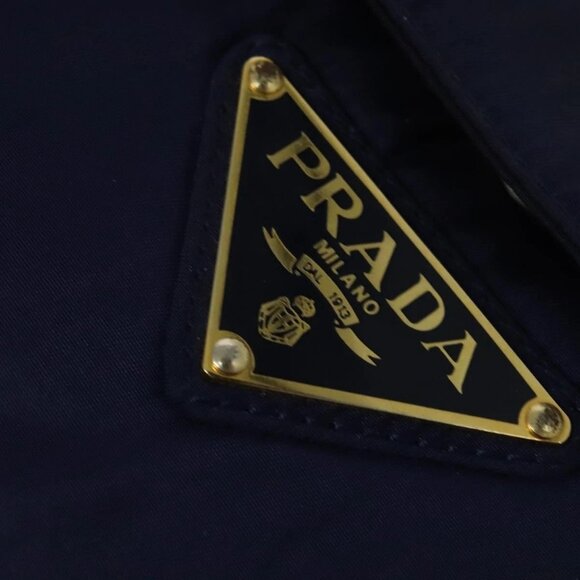 PRADA Hand Bag Nylon Metal Blue Gold Auth 137214 - Picture 12 of 16